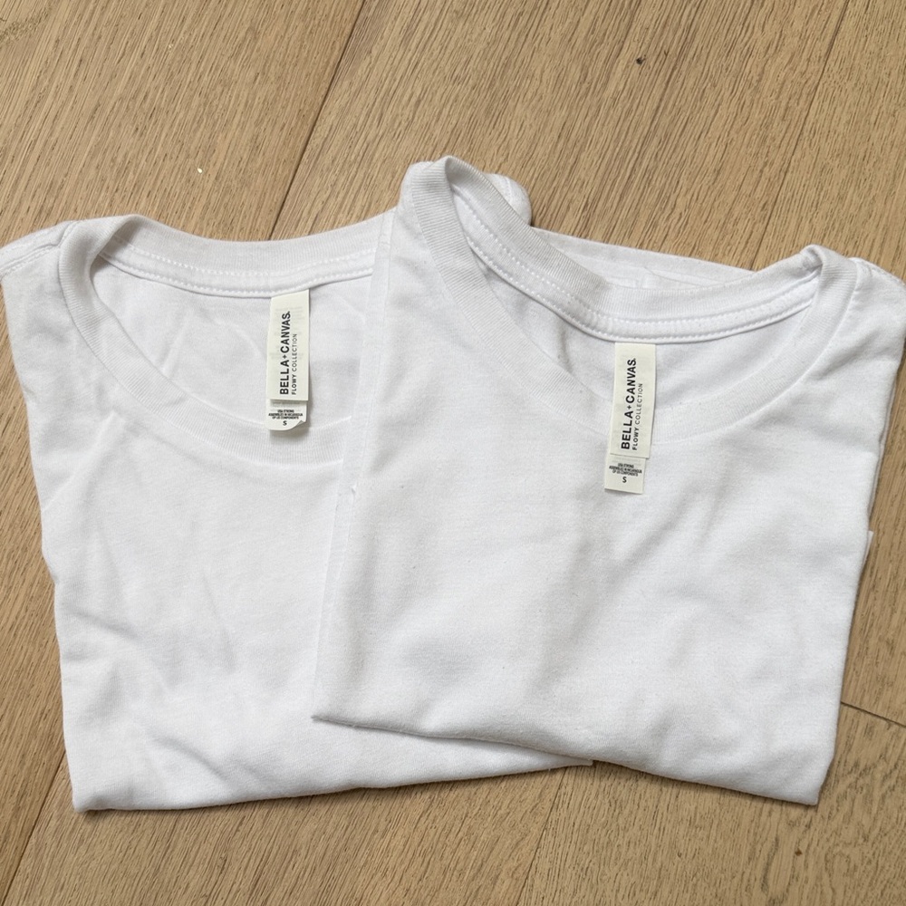 TWO Bella Canvas White Short Sleeve Crew Neck Tee
